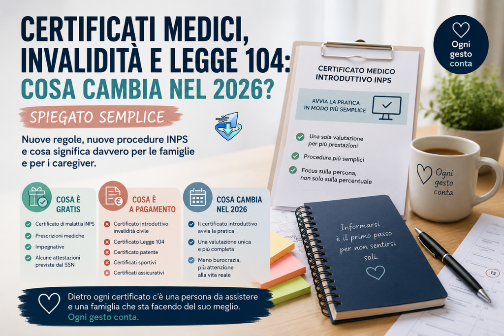 Certificati medici, invalidità e Legge 104: cosa cambia nel 2026? (spiegato semplice)